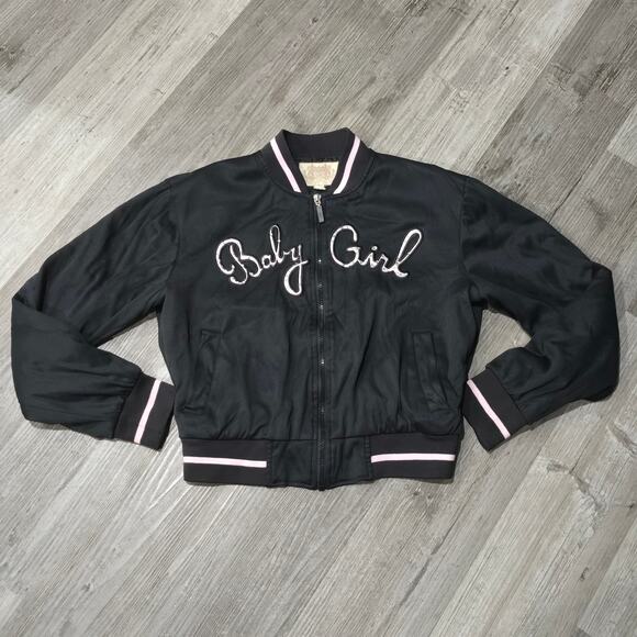 Iris Sport Couture Black & Pink Baby Girl 70's Style Windbreaker Zip Up Jacket - Picture 9 of 9